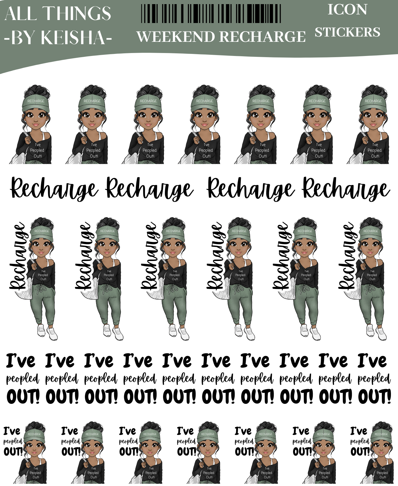 GLAM RECHARGE ICON STICKER SHEET