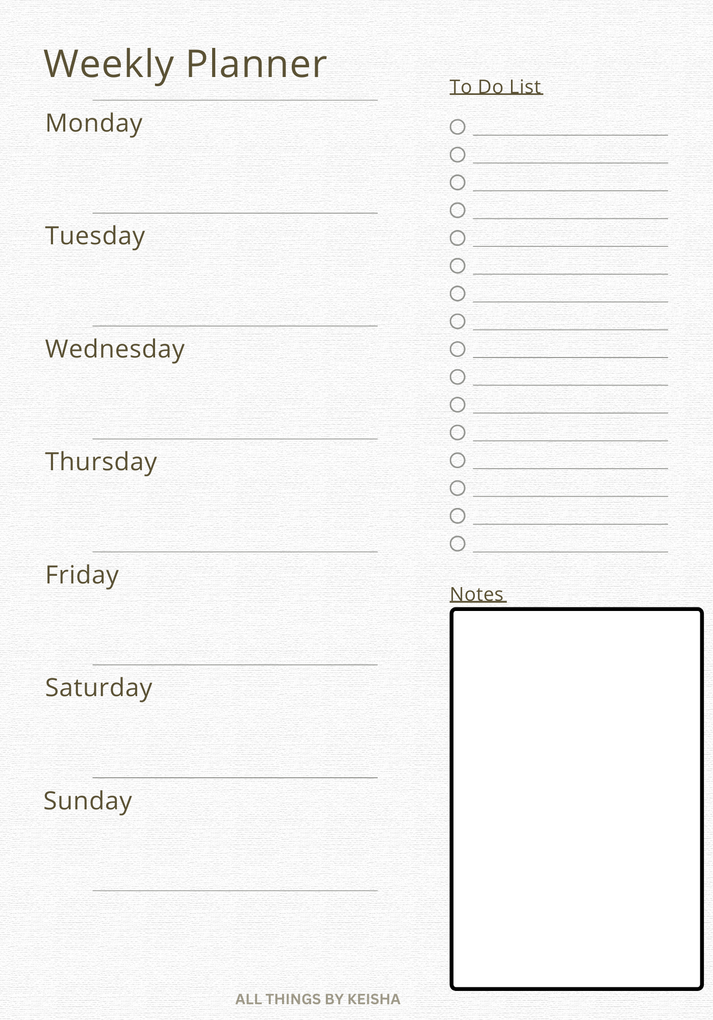 A5 WEEKLY PLANNER INSERTS