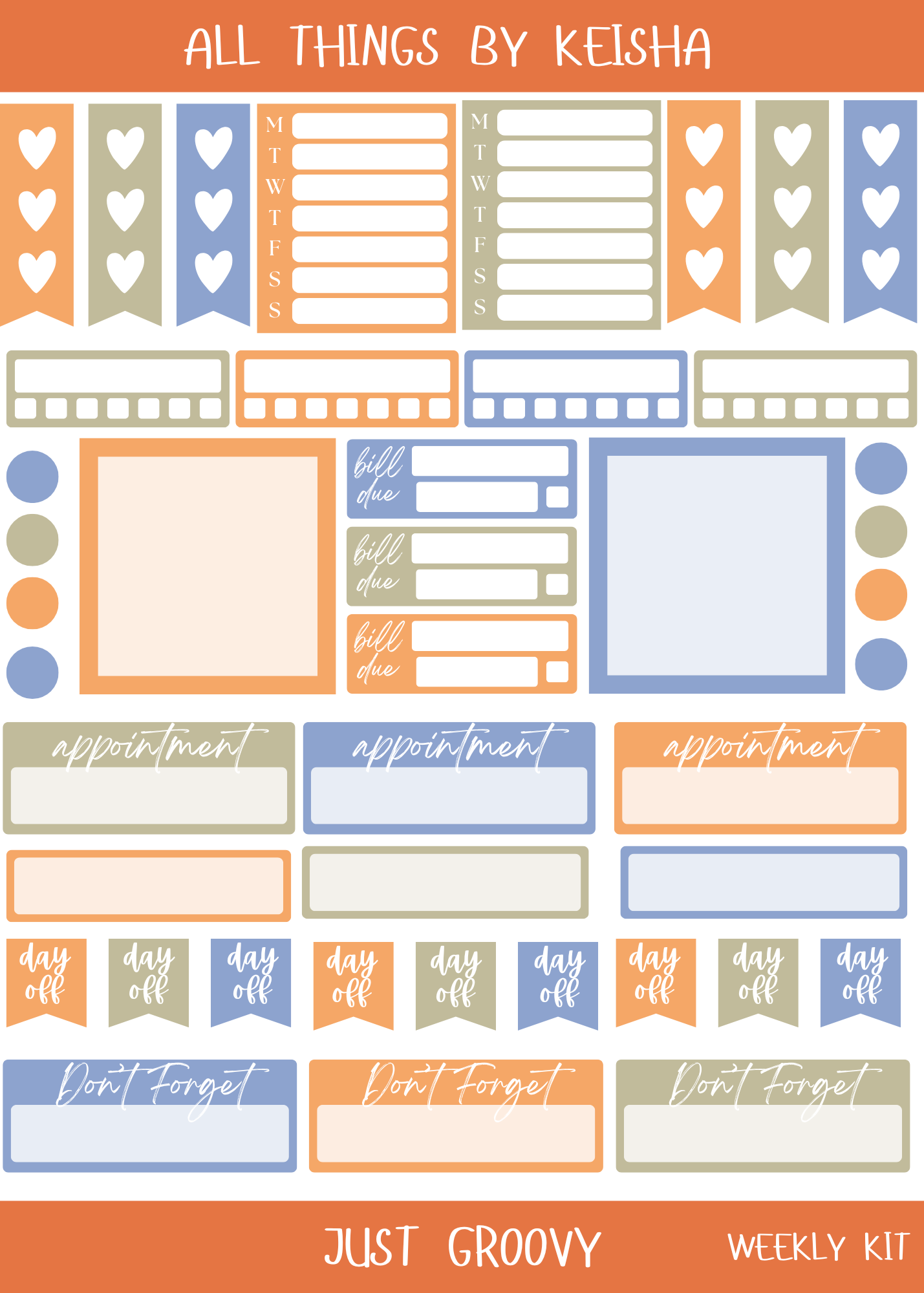JUST GROOVY PLANNER KIT (SET OF 6)