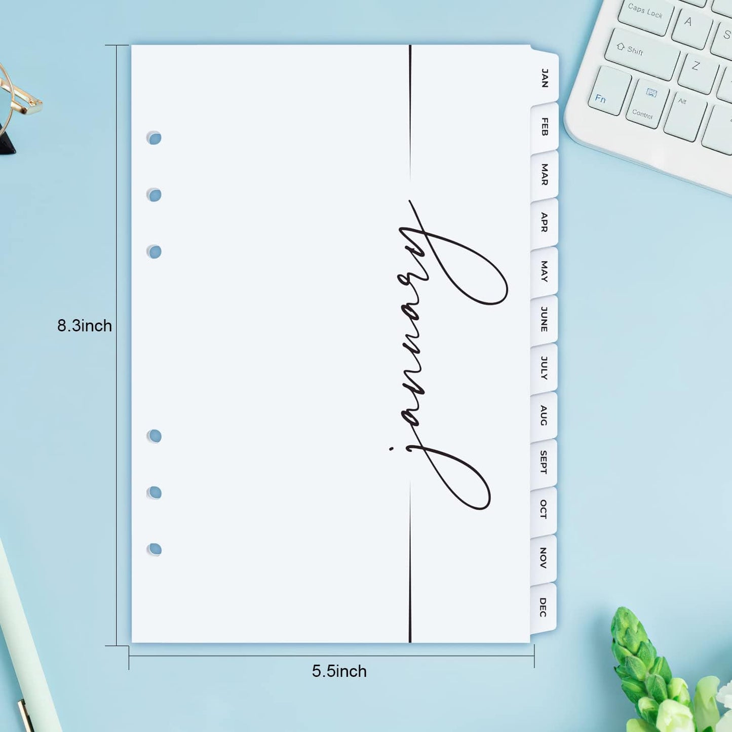 A5 Binder Dividers with Monthly Tabs
