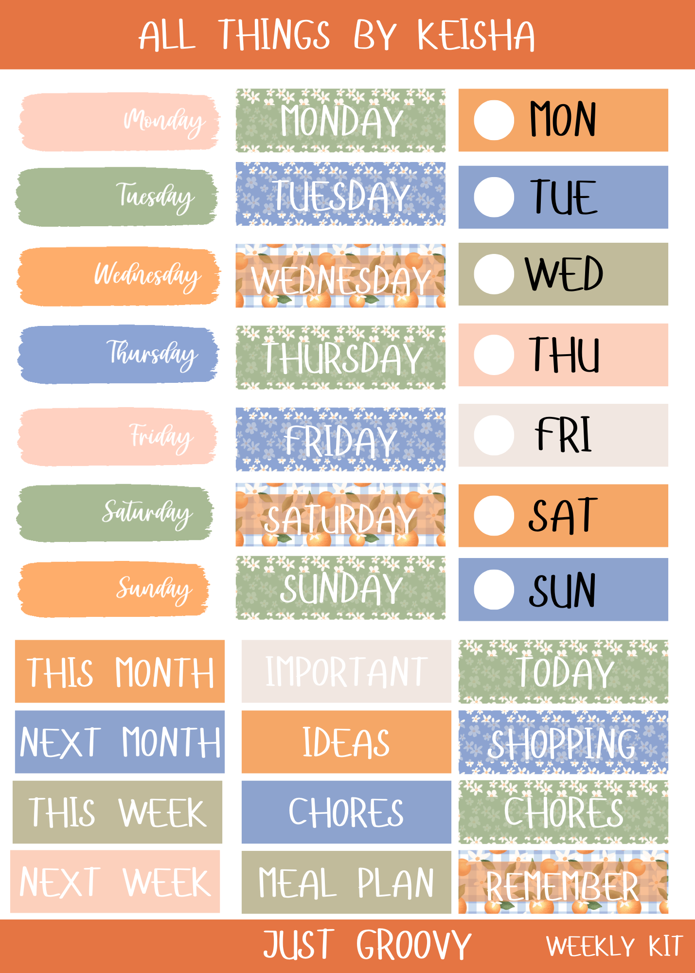 JUST GROOVY PLANNER KIT (SET OF 6)