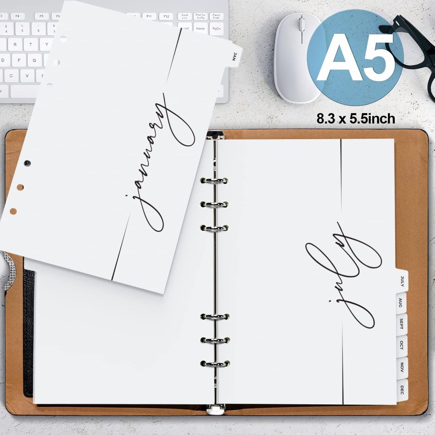 A5 Binder Dividers with Monthly Tabs