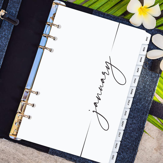 A5 Binder Dividers with Monthly Tabs