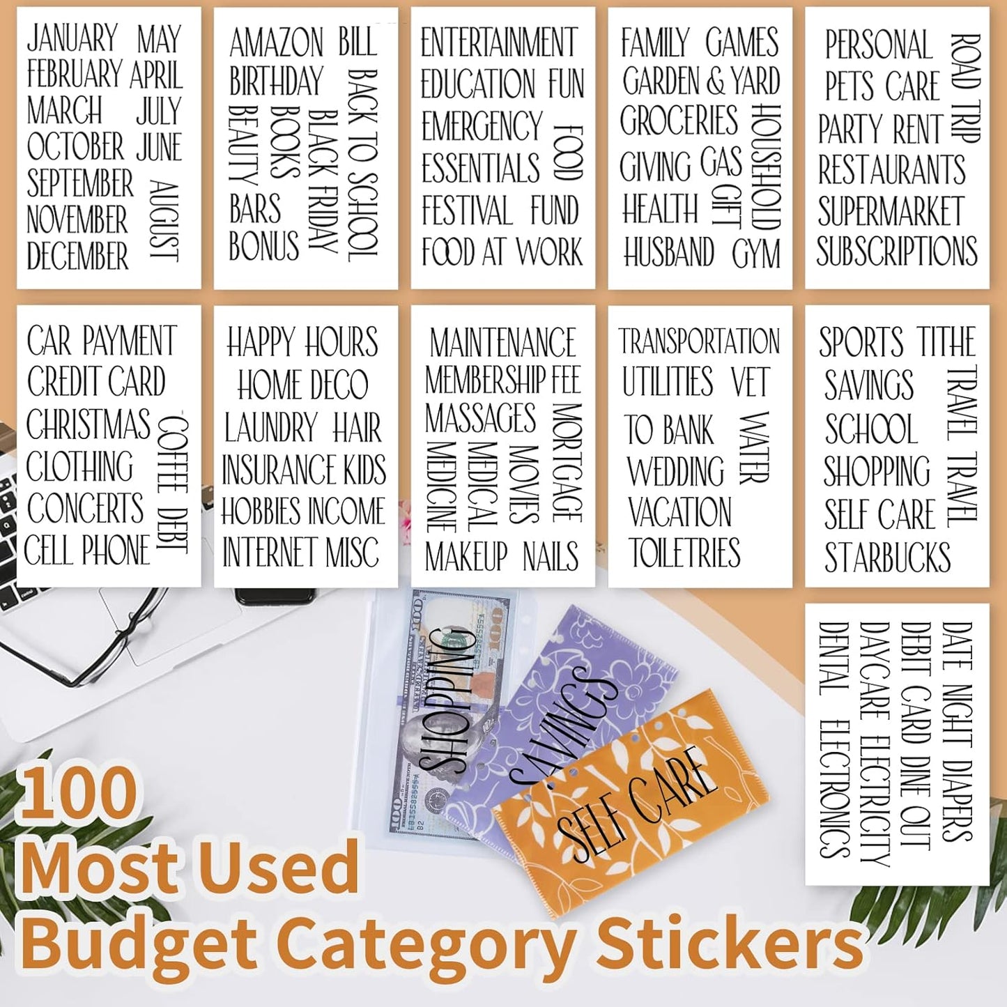 BUDGET LABELS FOR CASH STUFFING ENVELOPES