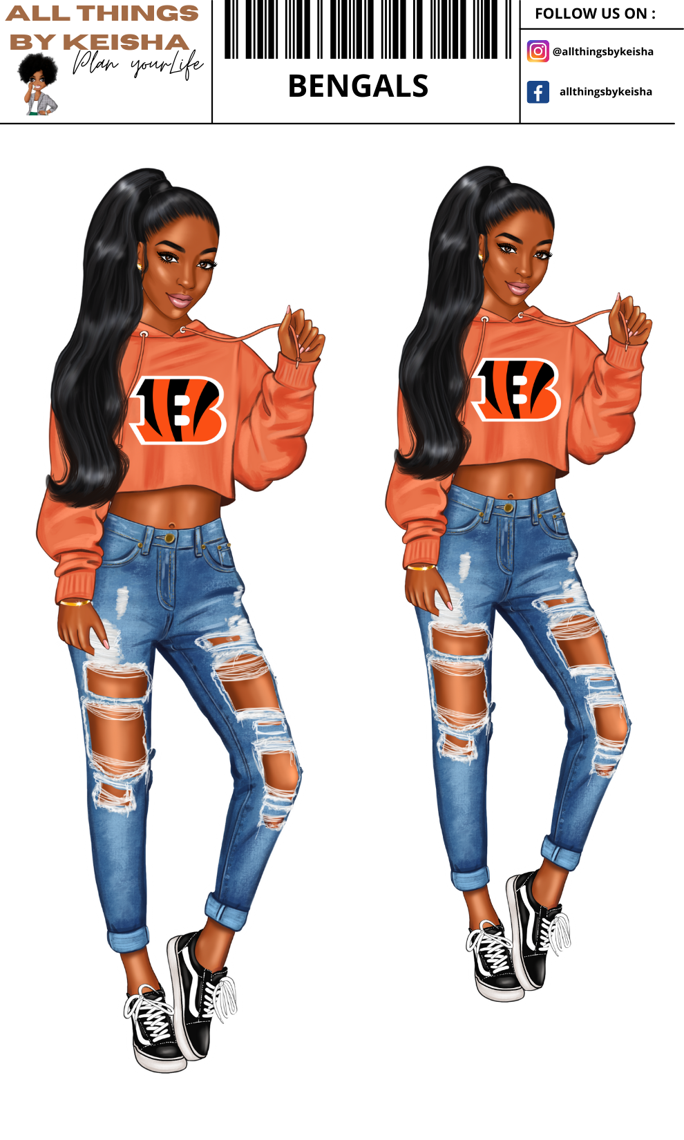 BENGALS PLANNER GIRL STICKER SET