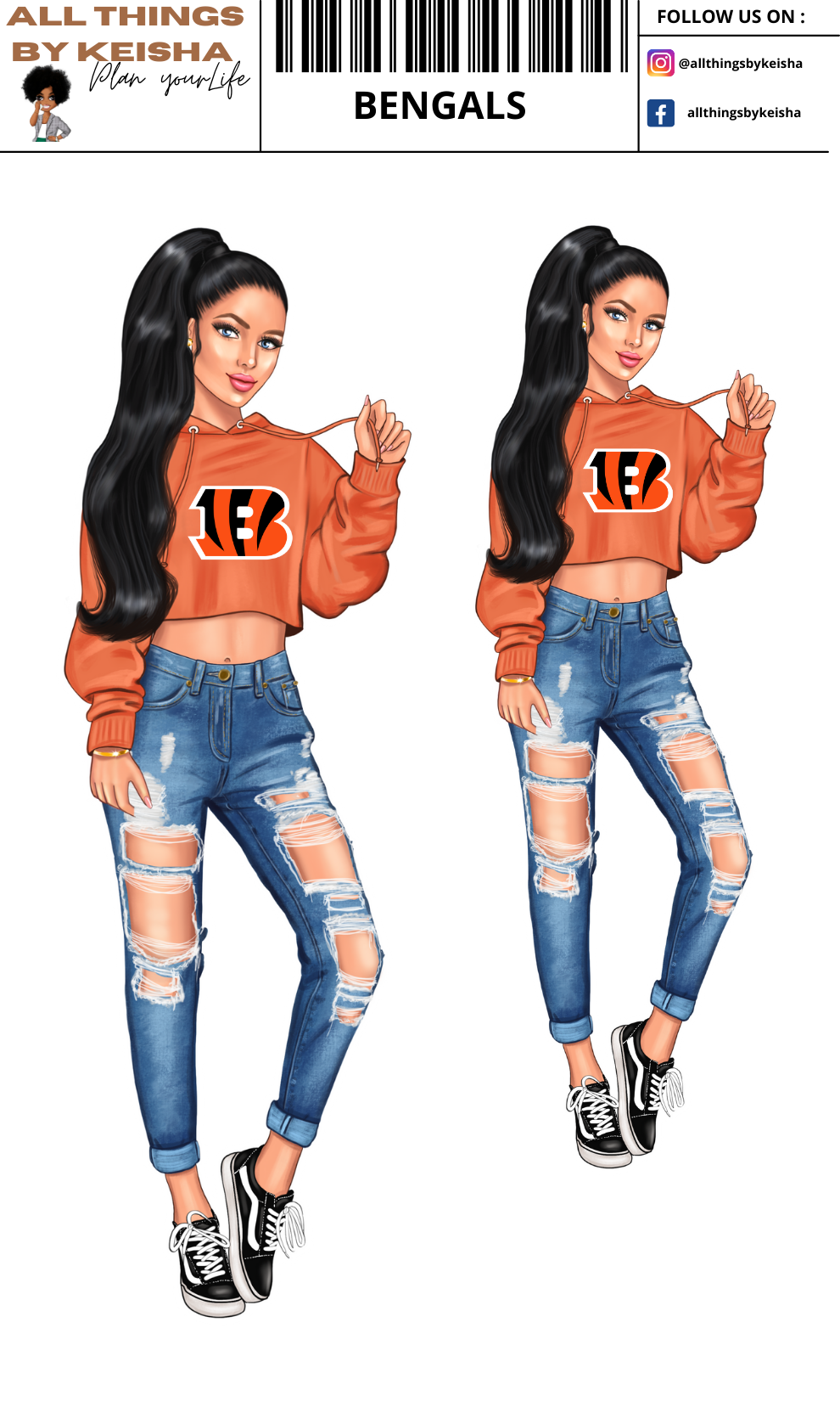 BENGALS PLANNER GIRL STICKER SET