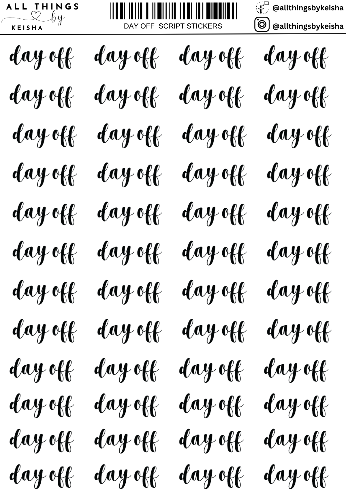 DAY OFF SCRIPT STICKERS