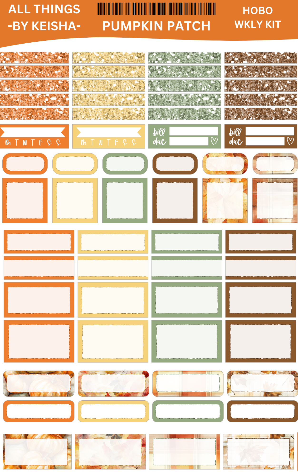 PUMPKIN PATCH HOBO WEEKLY KIT (SET OF 3 SHEETS)