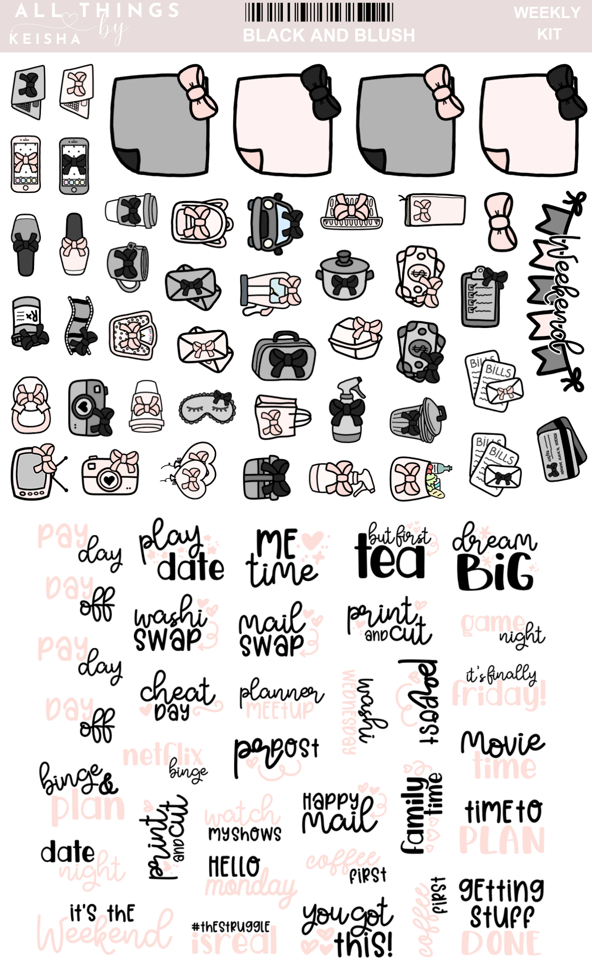 BLACK AND BLUSH FUNCTIONAL HOBO KIT