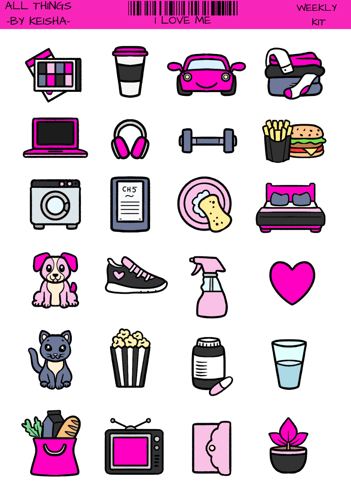 I LOVE ME WEEKLY STICKER KIT
