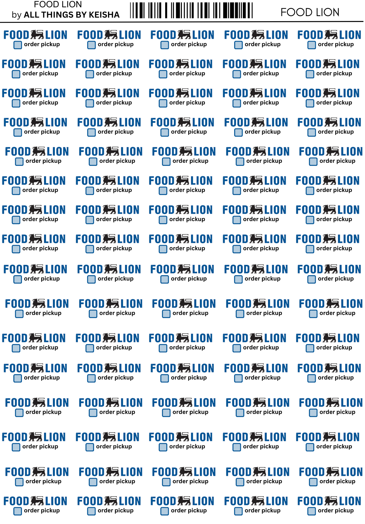 FOOD LION SCRIPT STICKERS