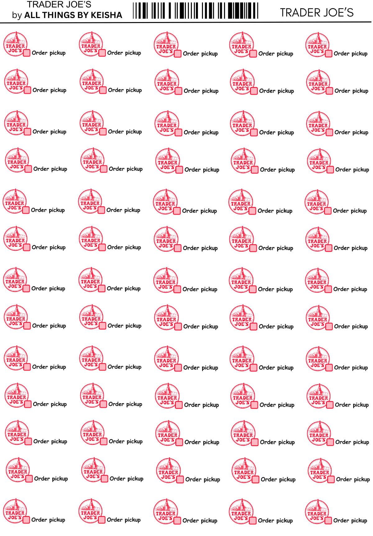 TRADER JOE'S SCRIPT STICKERS