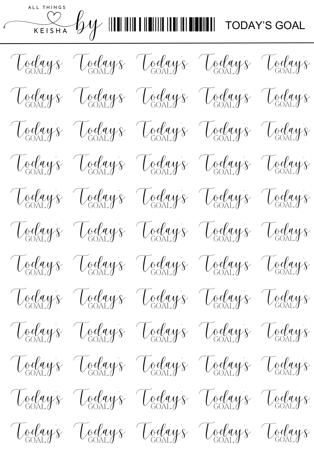 TODAY'S GOAL - SCRIPT STICKERS