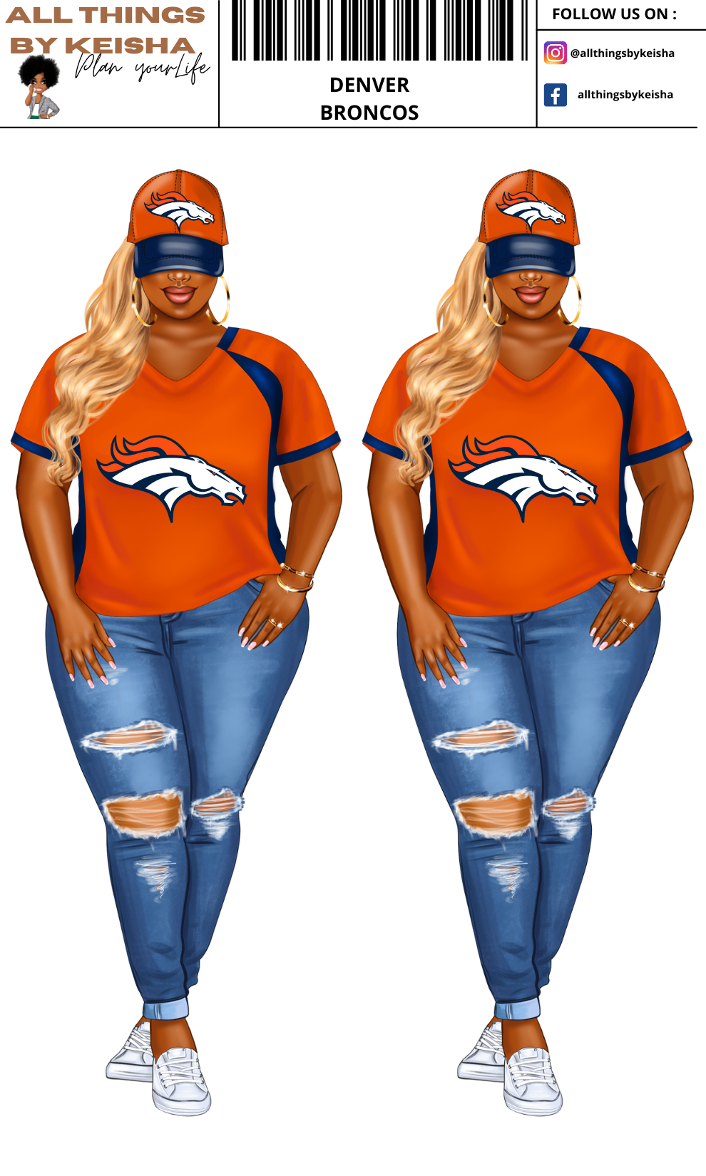 DENVER BRONCOS PLANNER GIRL STICKER SET