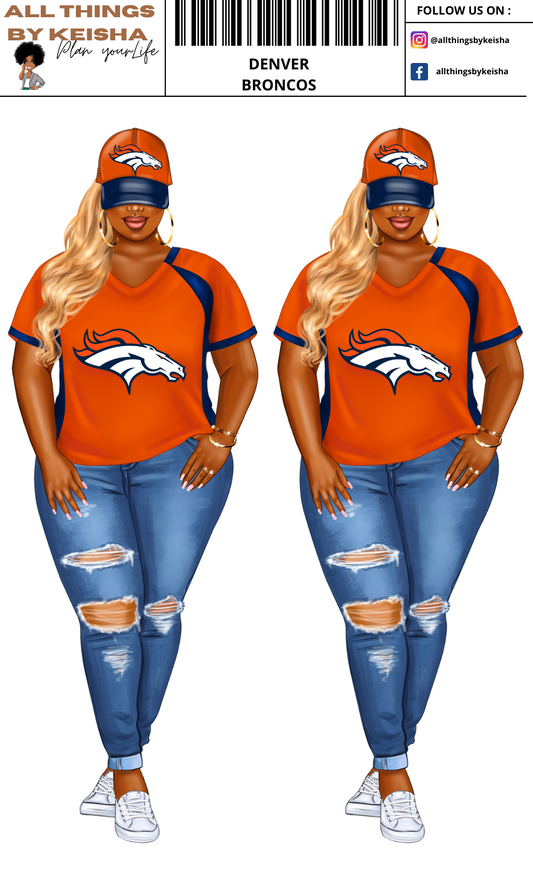 DENVER BRONCOS PLANNER GIRL STICKER SET