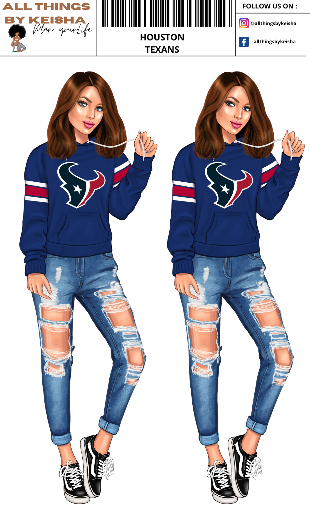 TEXANS PLANNER GIRL STICKER SET
