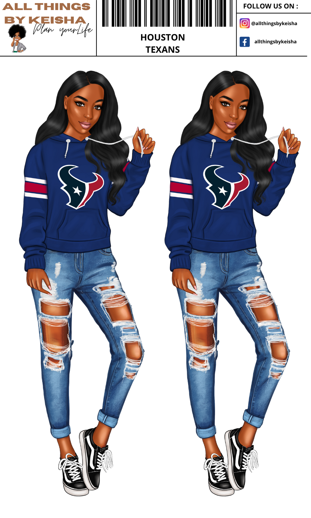 TEXANS PLANNER GIRL STICKER SET