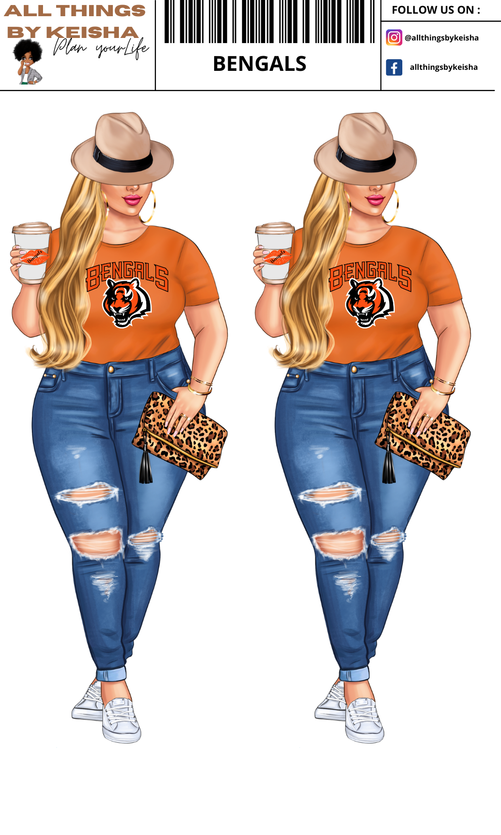 BENGALS PLANNER GIRL STICKER SET