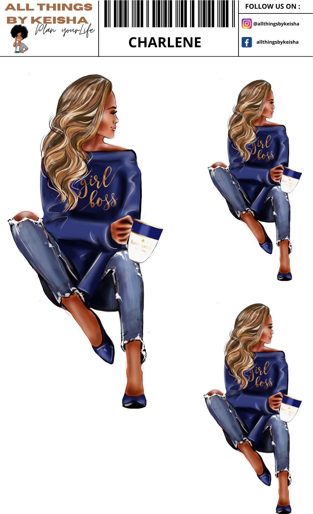 CHARLENE PLANNER GIRL STICKER SET