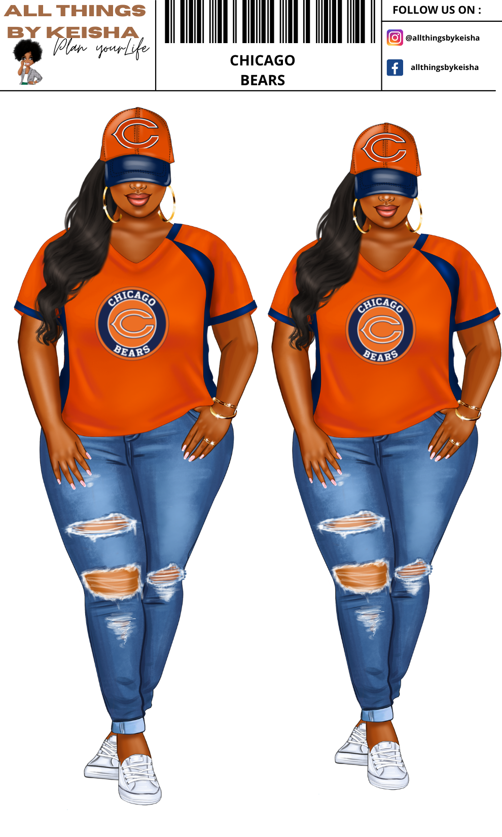 CHICAGO BEARS PLANNER GIRL STICKER SET