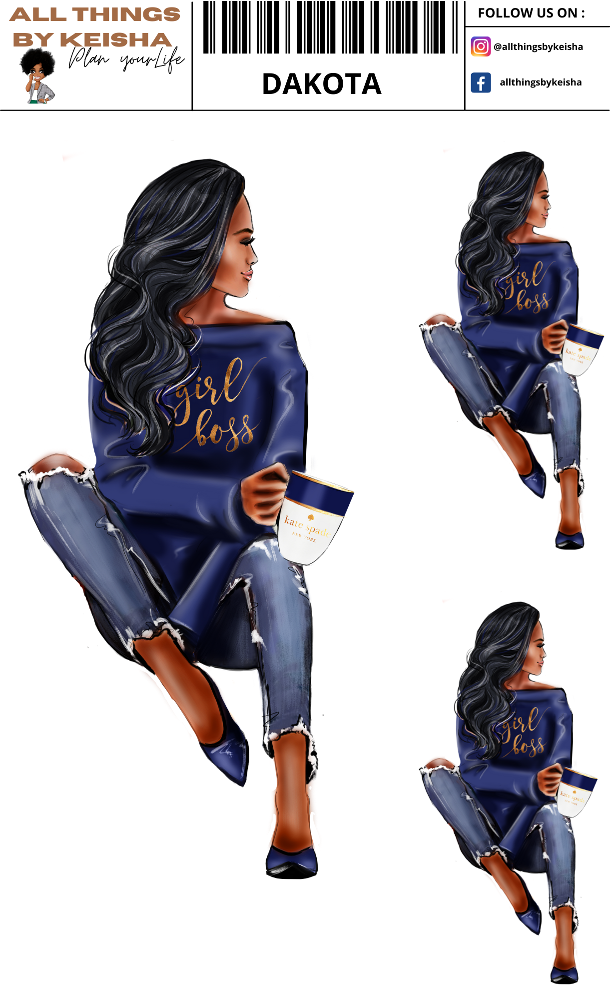 DAKOTA PLANNER GIRL STICKER SET