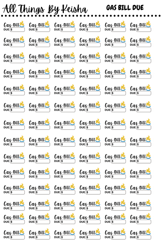 GAS BILL DUE SCRIPT STICKERS