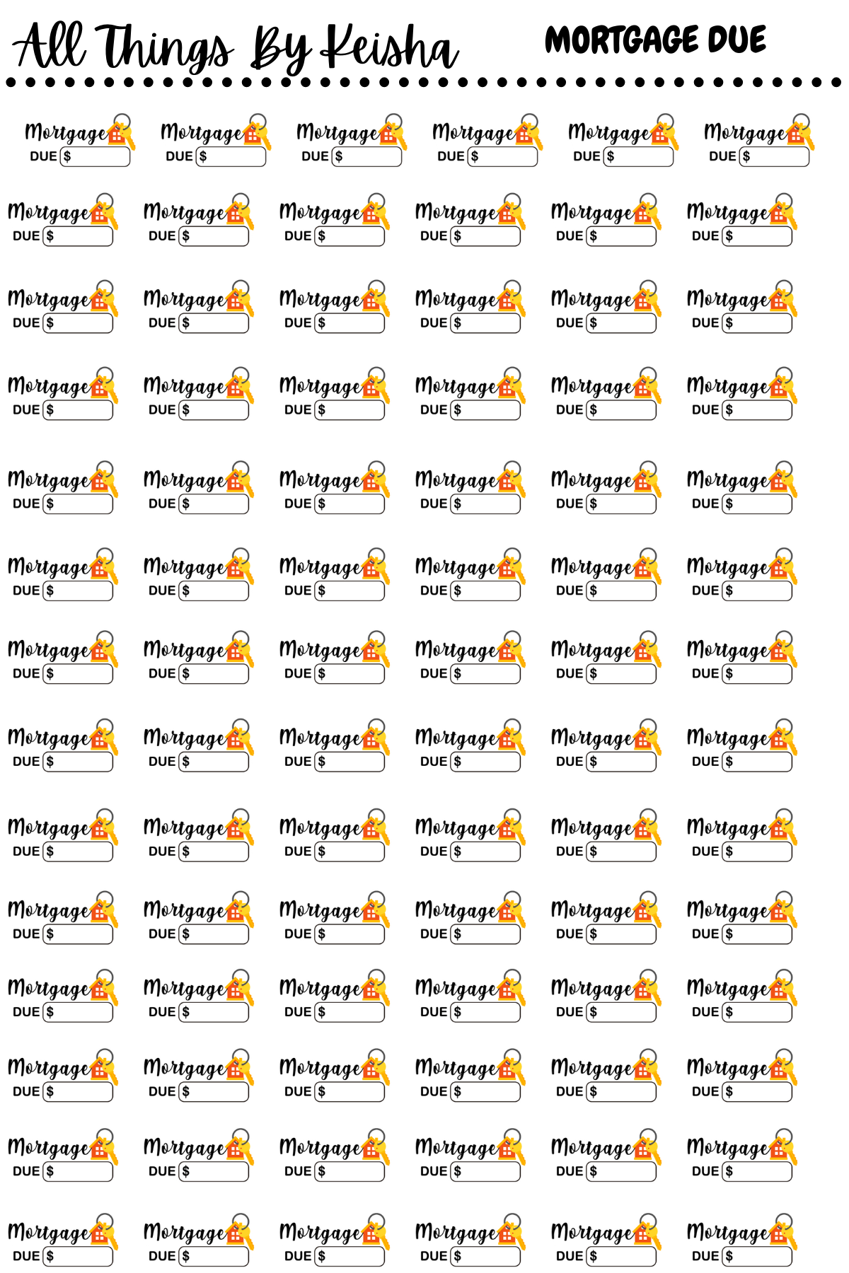 THE MOST IMPORTANT MONTHLY  HOUSEHOLD  DUE SCRIPT STICKERS- BUNDLE