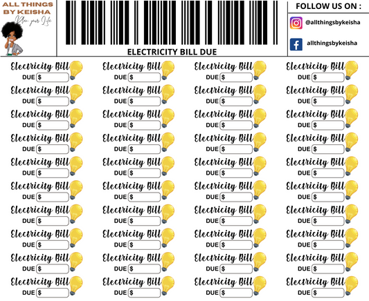 ELECTRICITY DUE STICKERS