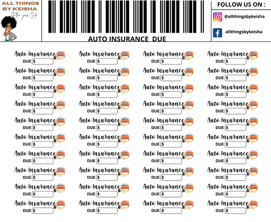 AUTO INSURANCE DUE STICKERS