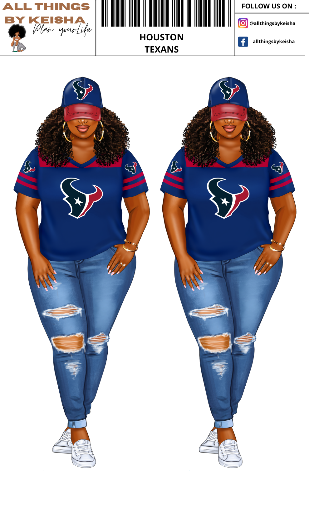 TEXANS PLANNER GIRL STICKER SET