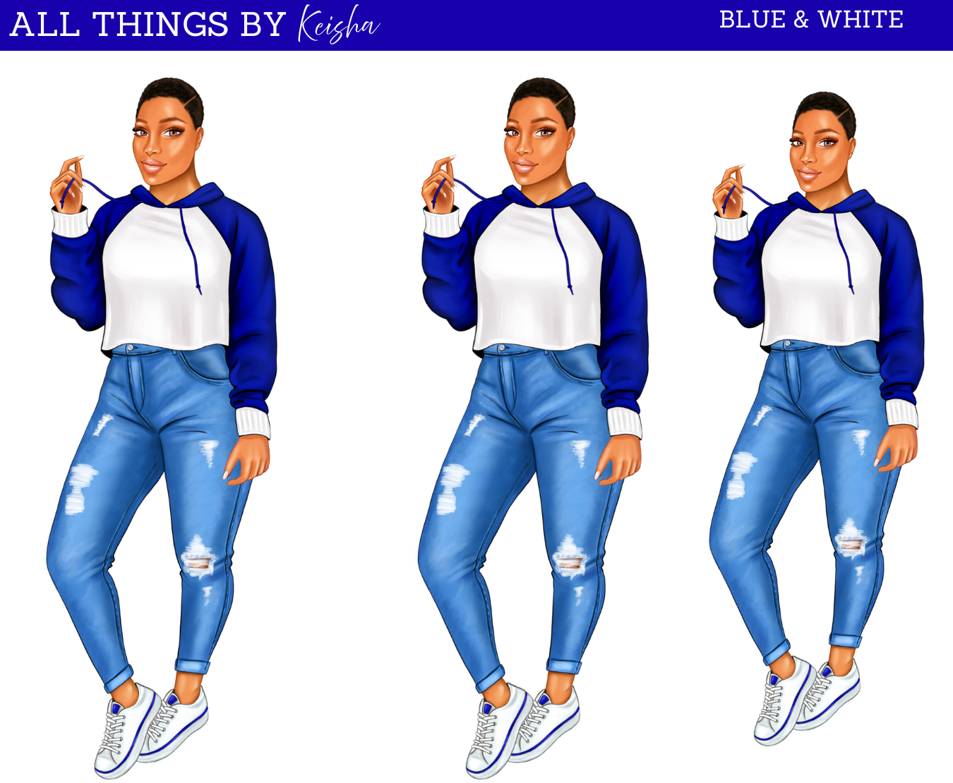 BLUE & WHITE SORORITY INSPIRED DOLL