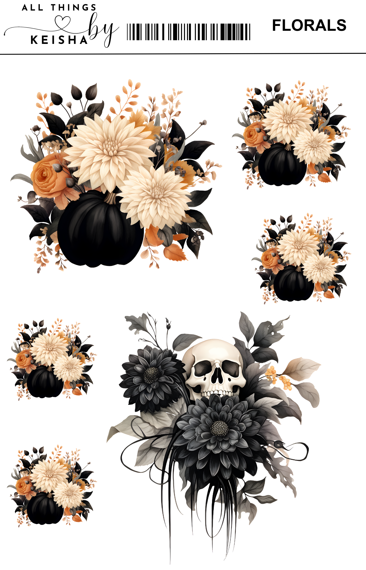 HALLOWEEN FLORAL STICKER PACK