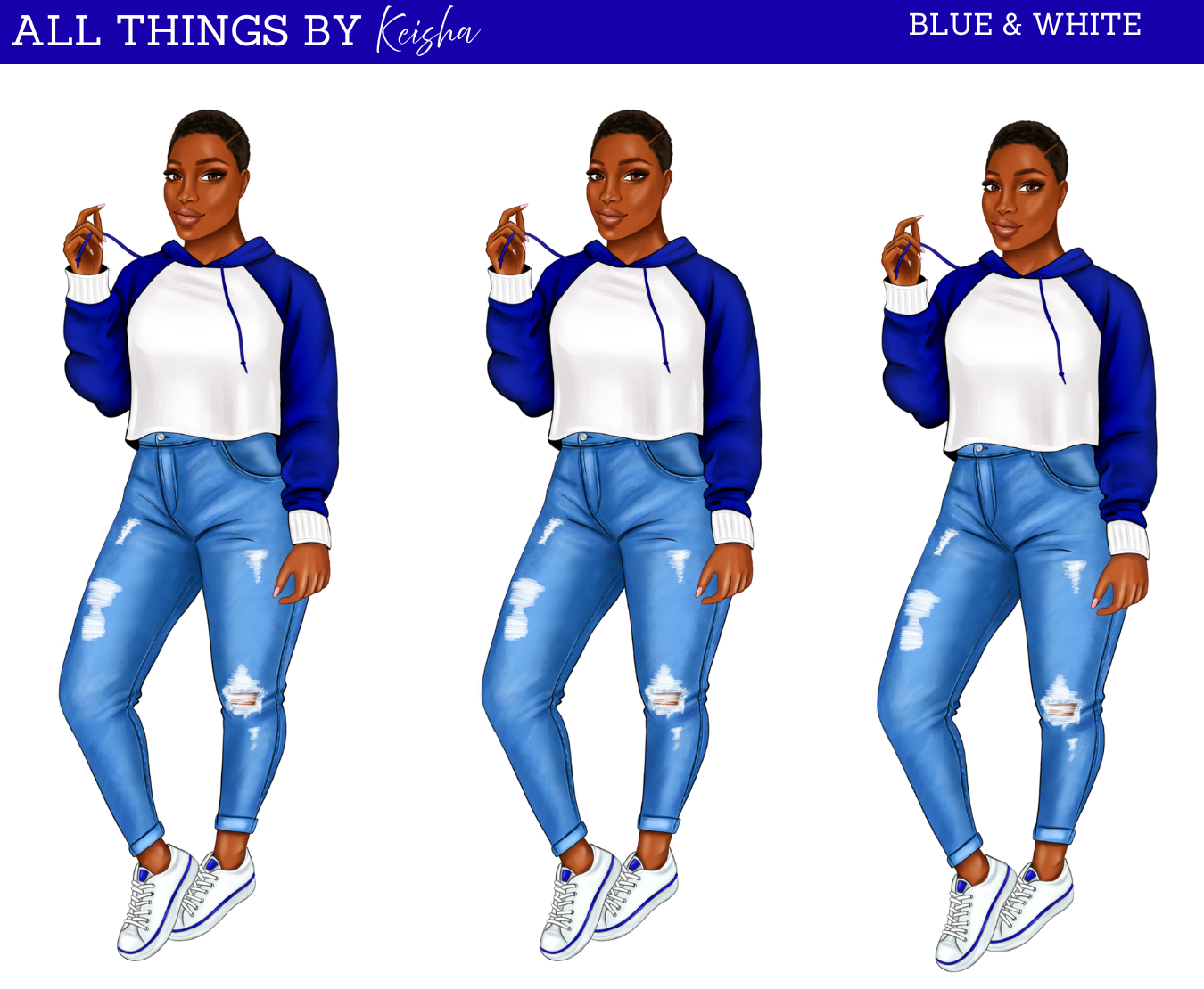 BLUE & WHITE SORORITY INSPIRED DOLL