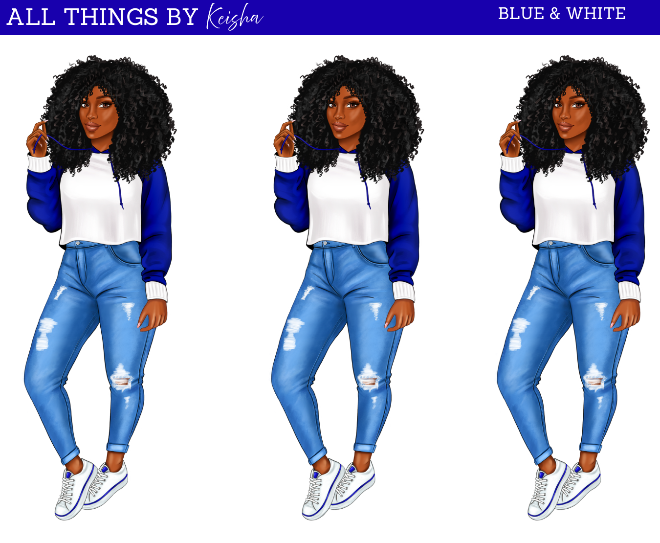 BLUE & WHITE SORORITY INSPIRED DOLL