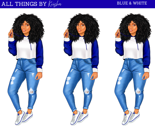 BLUE & WHITE SORORITY INSPIRED DOLL