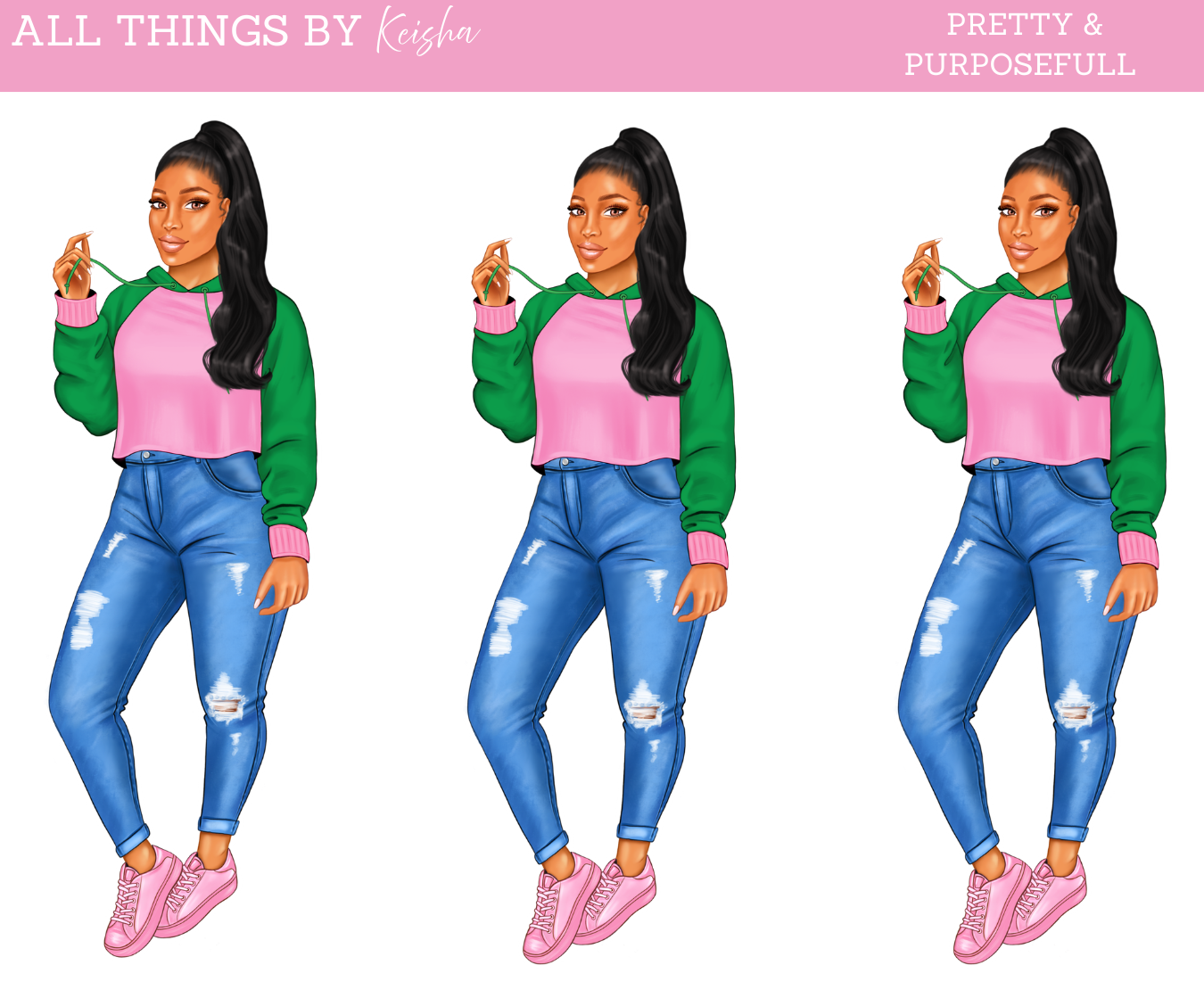 PINK & GREEN SORORITY DOLL AKA INSPIRED