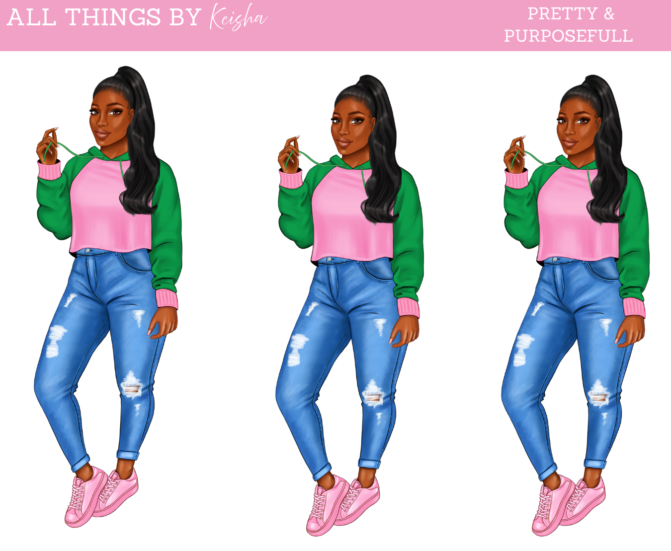PINK & GREEN SORORITY DOLL AKA INSPIRED