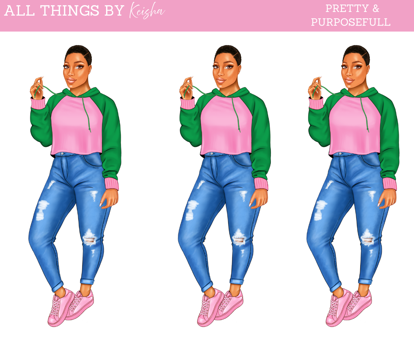 PINK & GREEN SORORITY DOLL AKA INSPIRED