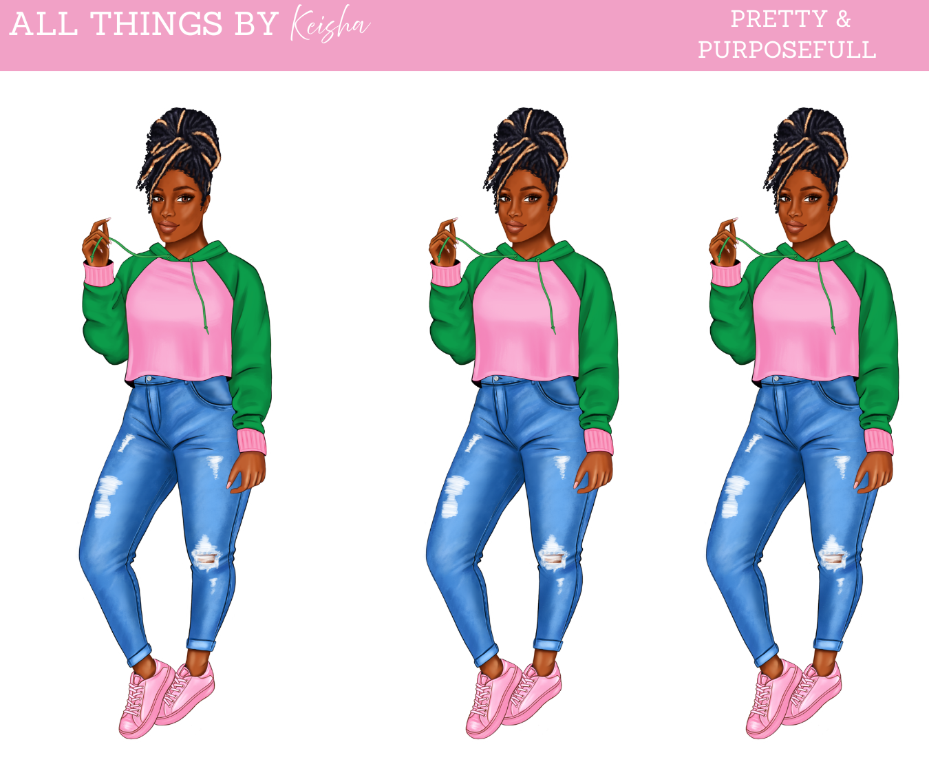 PINK & GREEN SORORITY DOLL AKA INSPIRED