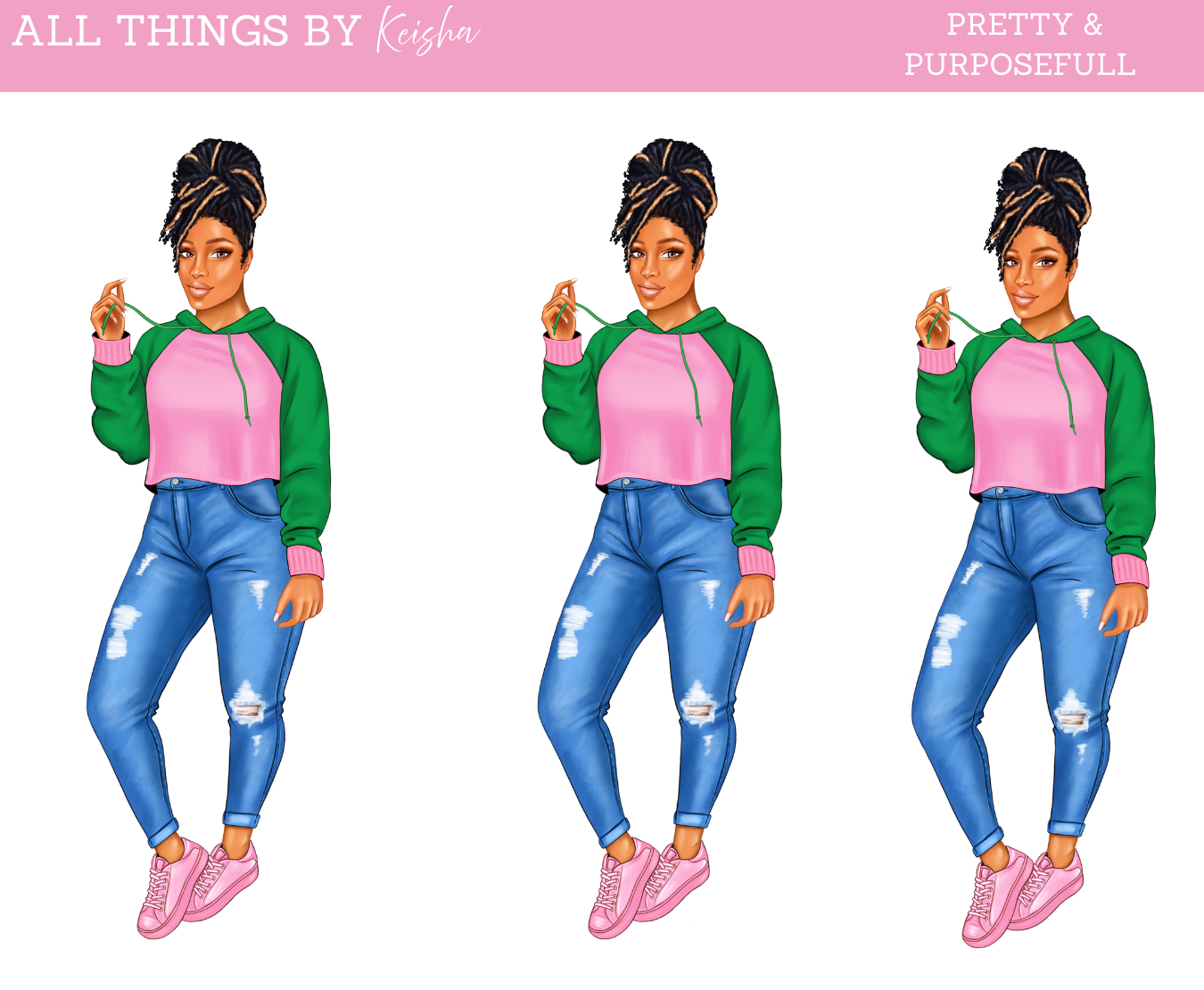 PINK & GREEN SORORITY DOLL AKA INSPIRED