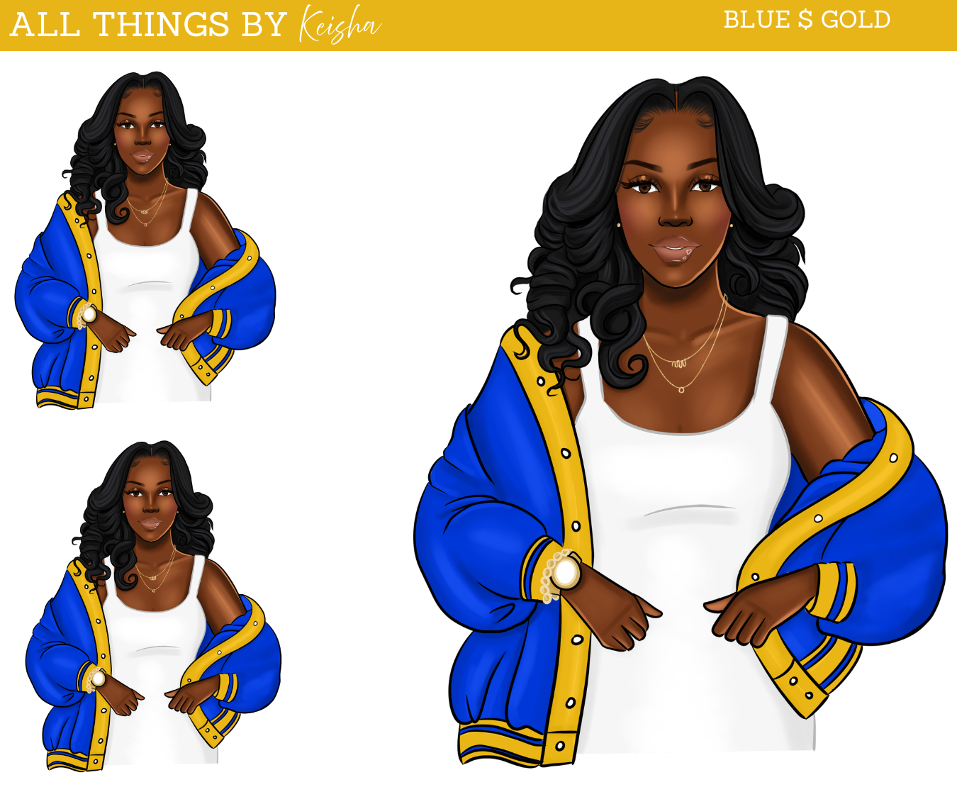 BLUE & GOLD SORORITY INSPIRED DOLL