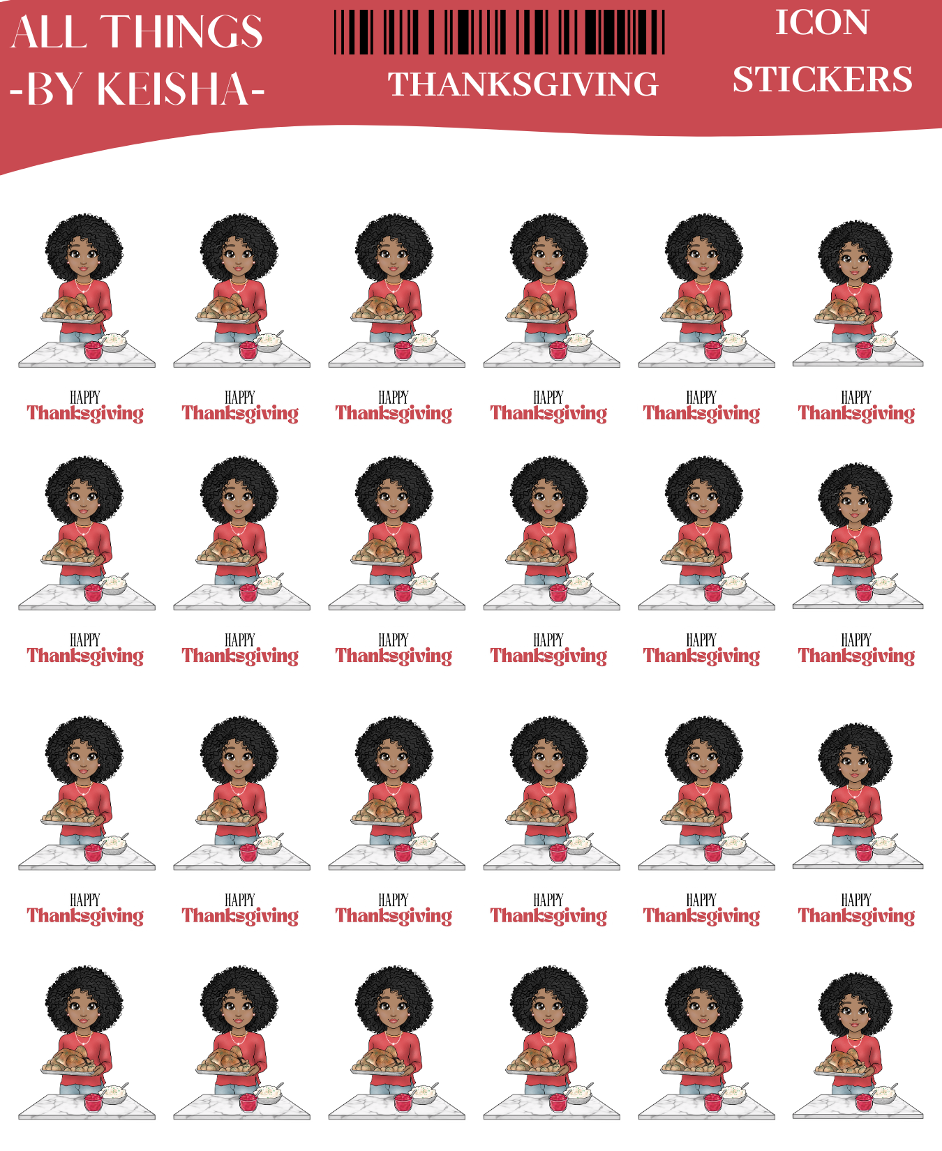 GLAM MA KEKE - HAPPY THANKSGIVING ICON STICKER SHEET