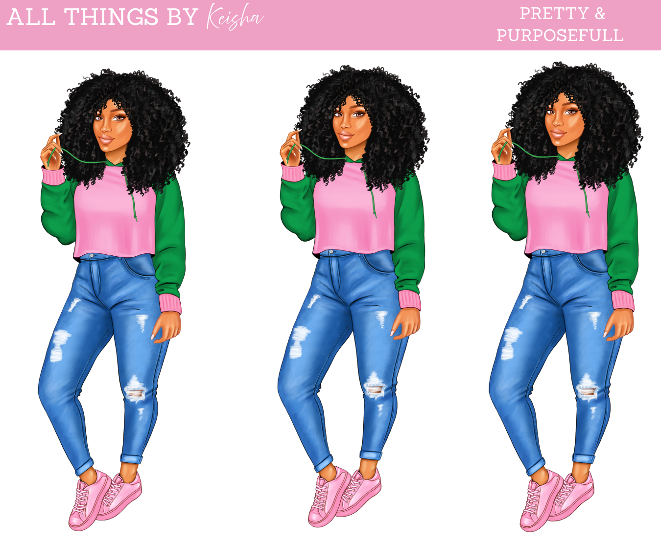 PINK & GREEN SORORITY DOLL AKA INSPIRED