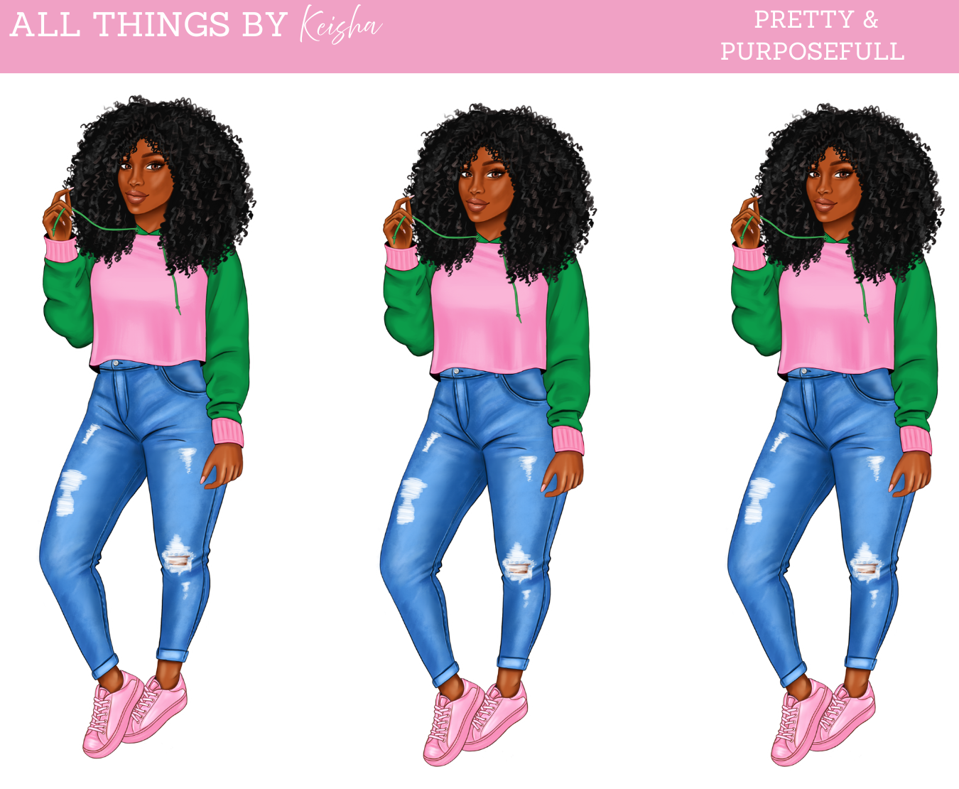 PINK & GREEN SORORITY DOLL AKA INSPIRED