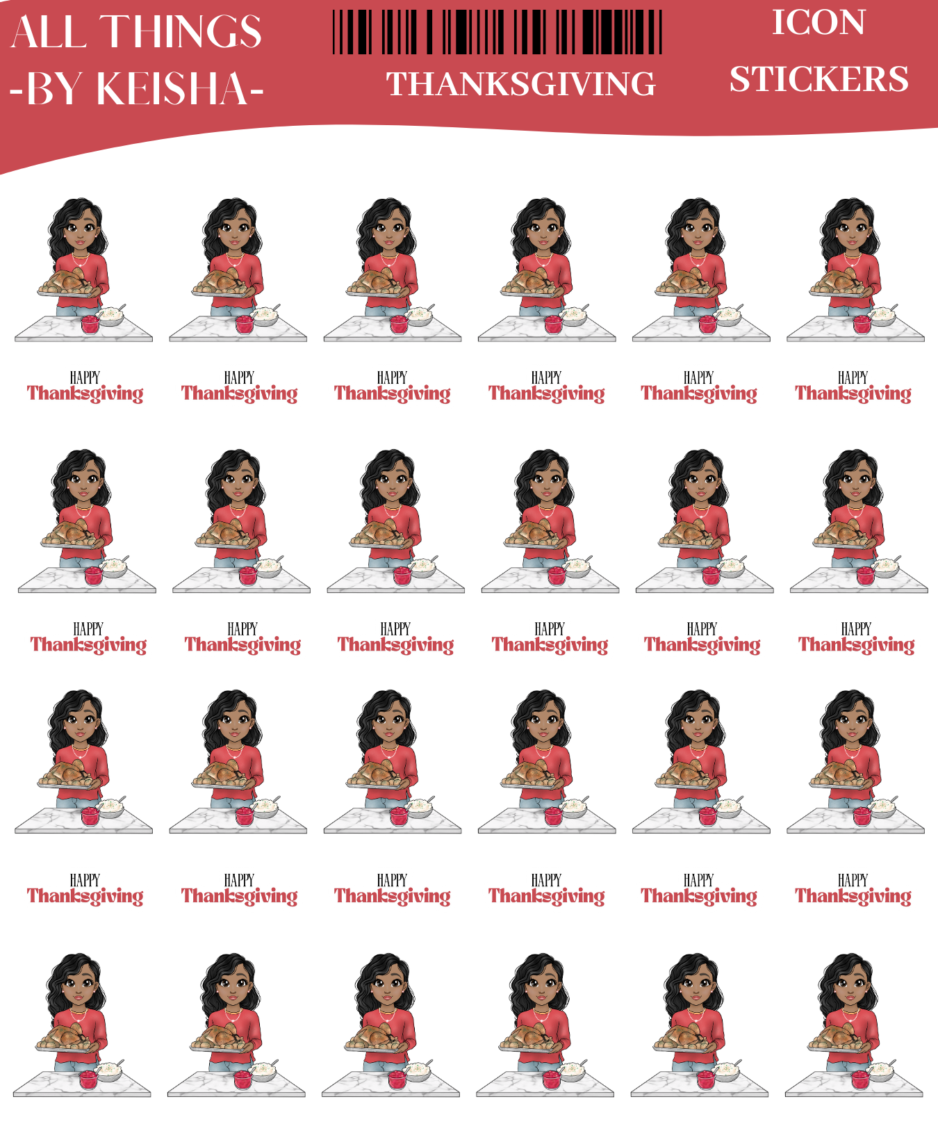 GLAM MA KEKE - HAPPY THANKSGIVING ICON STICKER SHEET