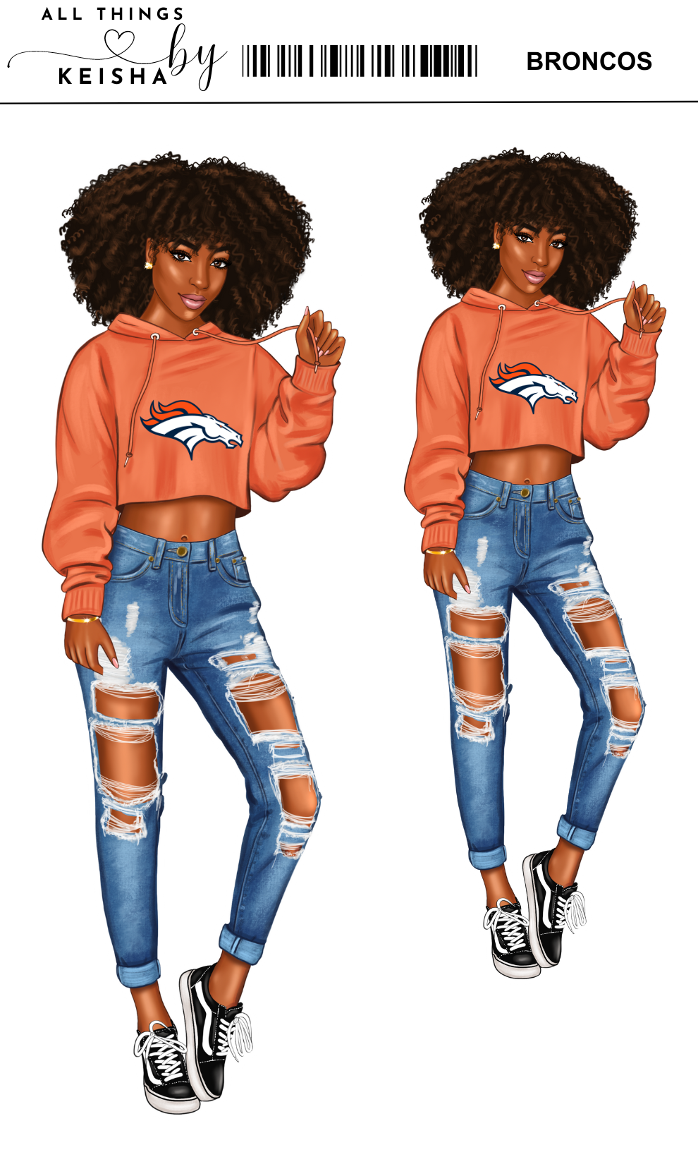 BRONCOS PLANNER GIRL STICKER SET