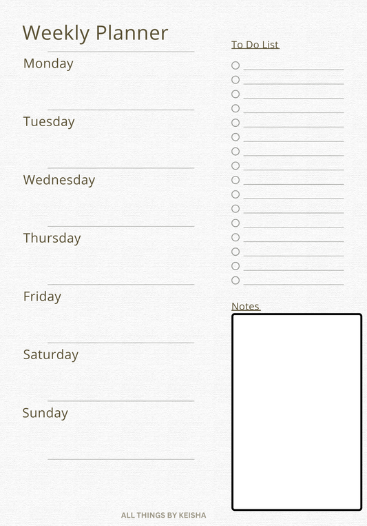 A5 WEEKLY PLANNER INSERTS