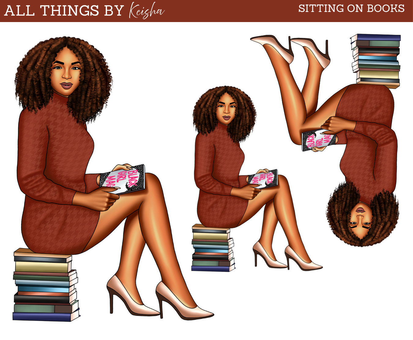 SITTING ON BOOKS DOLL