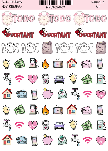 FEBUARY MONTHLY/WEEKLY STICKER KIT