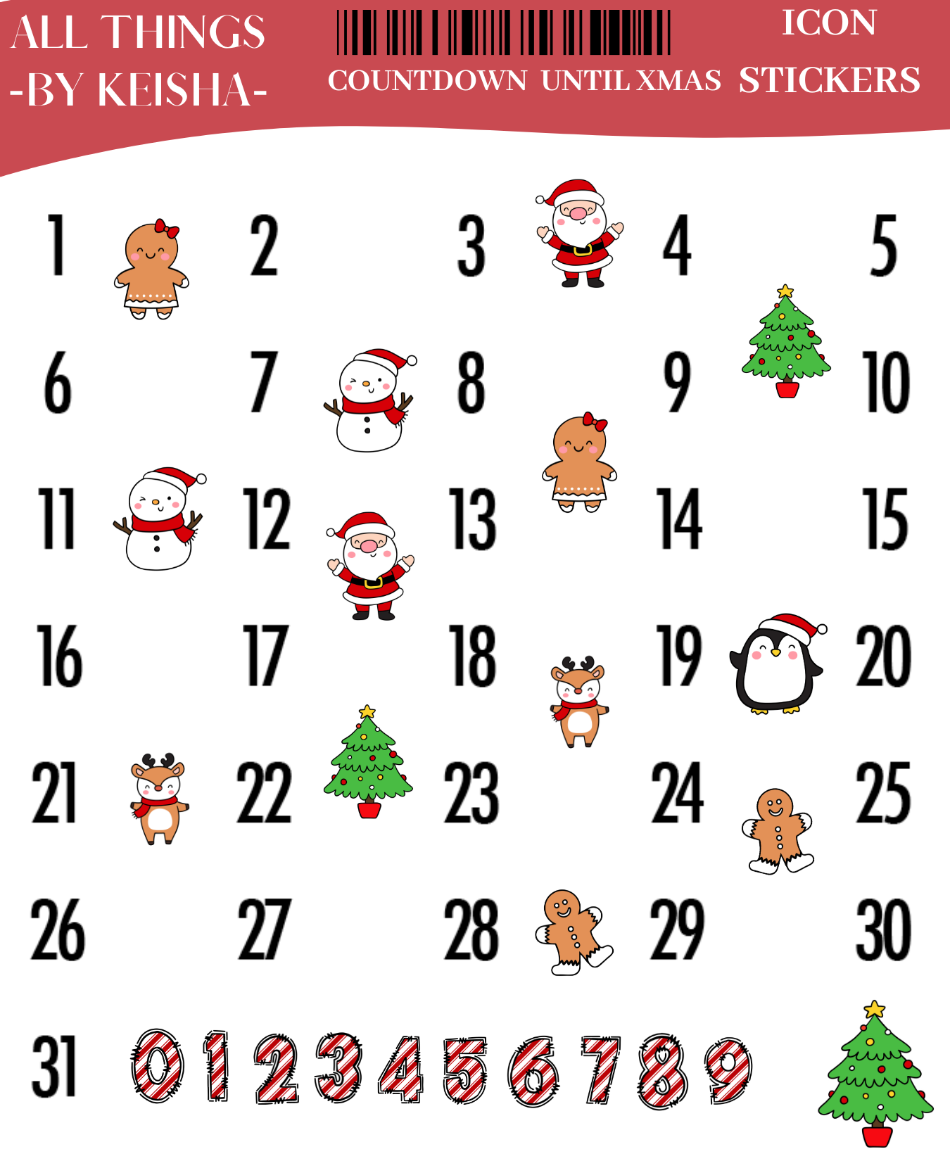 GLAM MA KEKE COUNTING DOWN XMAS ICON STICKER SHEET